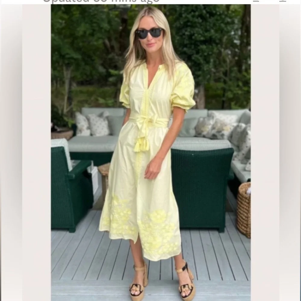 Julia Amory coatue caftan midi dress, yellow, size M - Picture 4 of 4